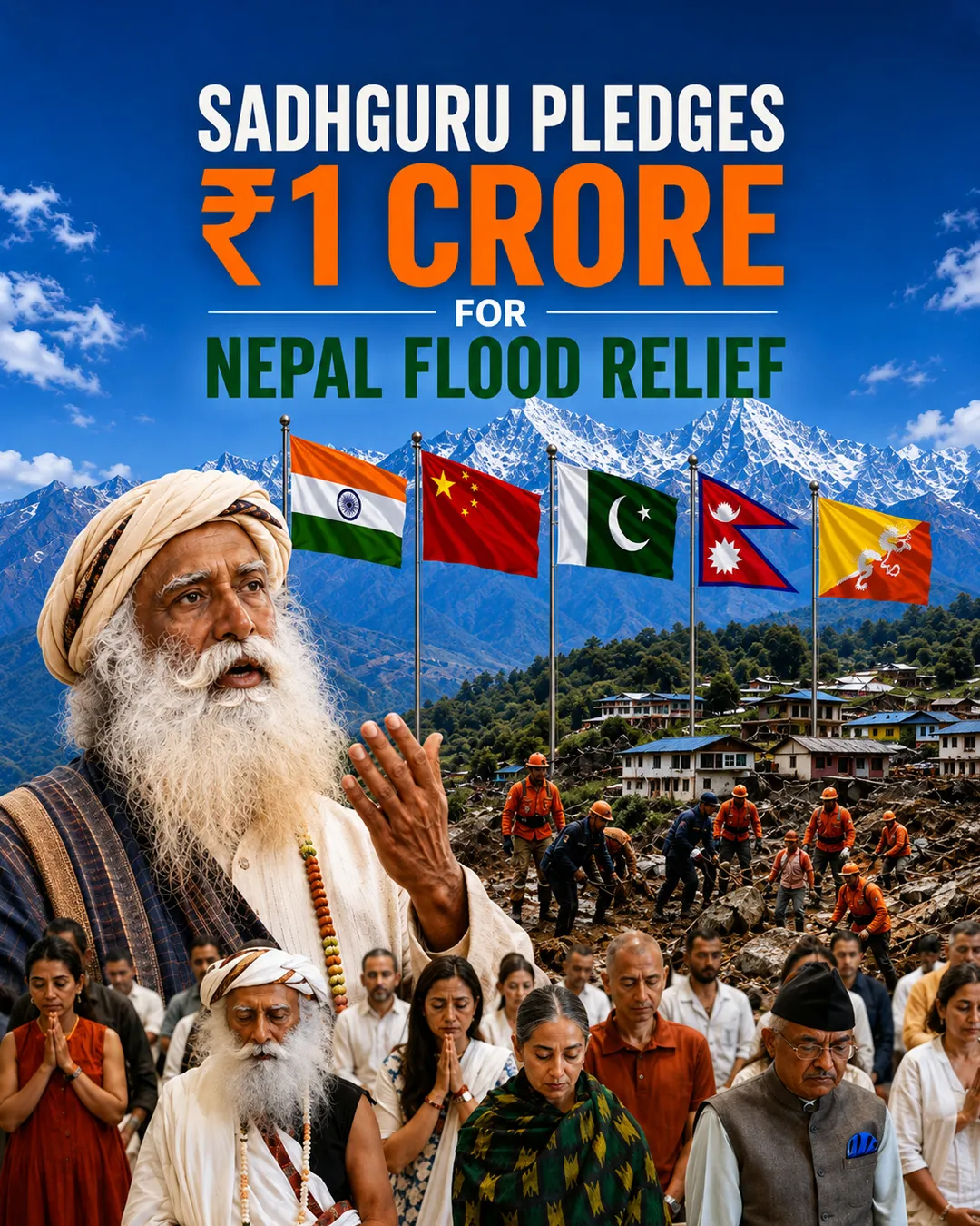 Sadhguru Pledges ₹1 Crore for Nepal Flood Relief