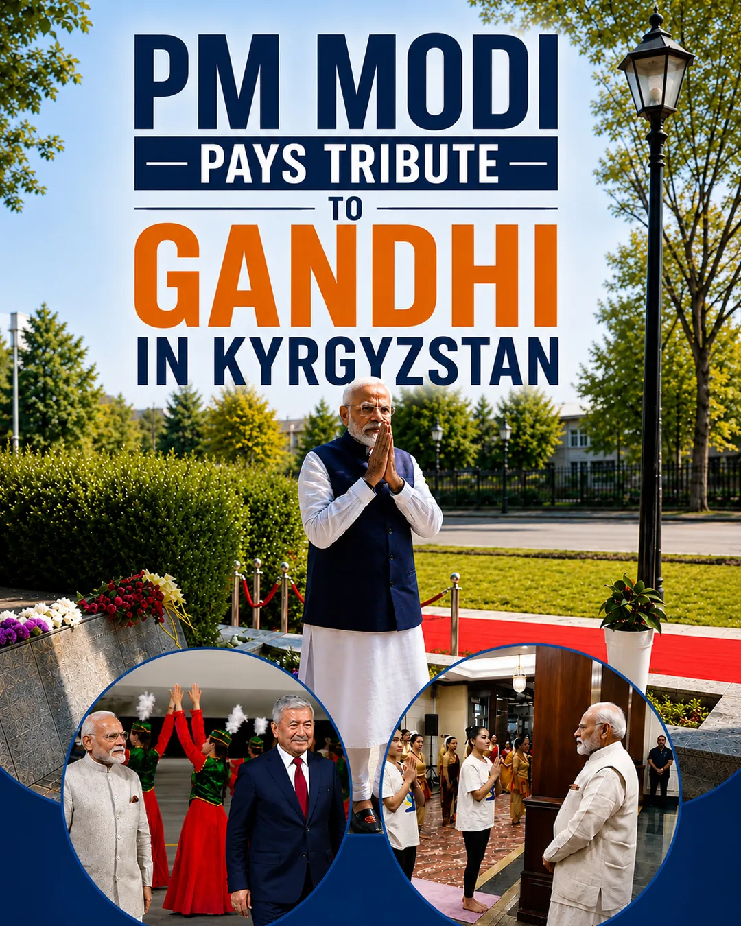 PM Modi Pays Tribute to Gandhi in Kyrgyzstan